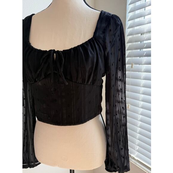 Kirious Los Angeles Black Sheer Open-Back Blouse – Size L - Picture 1 of 9